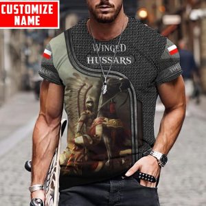Premium Winged Hussars Personalized Name All Over Printed Unisex Tshirt